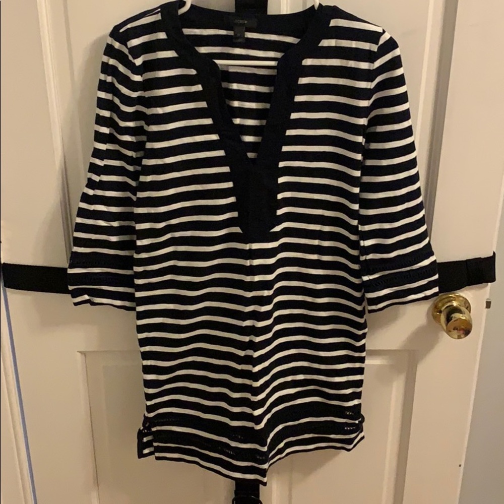 J Crew Navy Blue & White striped dress SIZE XS